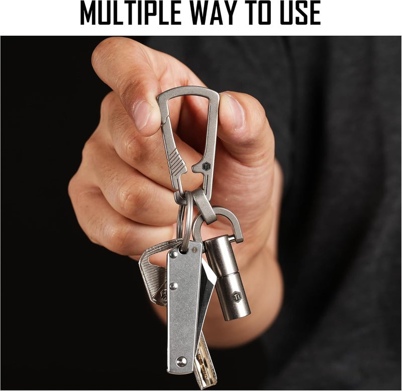 KeyUnity مشبك مفاتيح كارابيني من التيتانيوم، حامل مفاتيح EDC سريع الإطلاق مع حلقة مفاتيح - Image 2